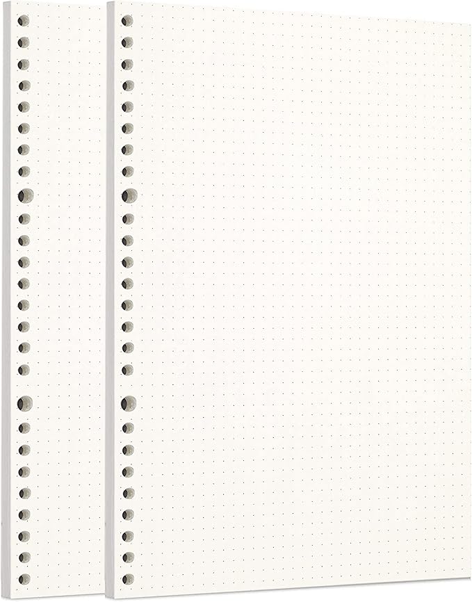Zelten 2 Pack B5 120 Sheets/240 Pages Dotted Loose Leaf Punched Paper Refills Paper for 26 Hole Binder Personal Organizer Diary Notebook Refillable Planner