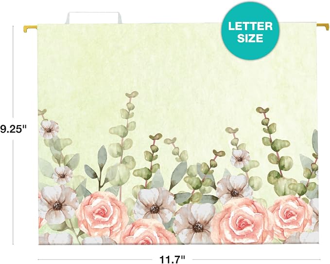 Global Printed Products Deluxe Designer Printed Hanging File Folders, 4 Patterns, Letter Size, 12/pk (Watercolor Floral)