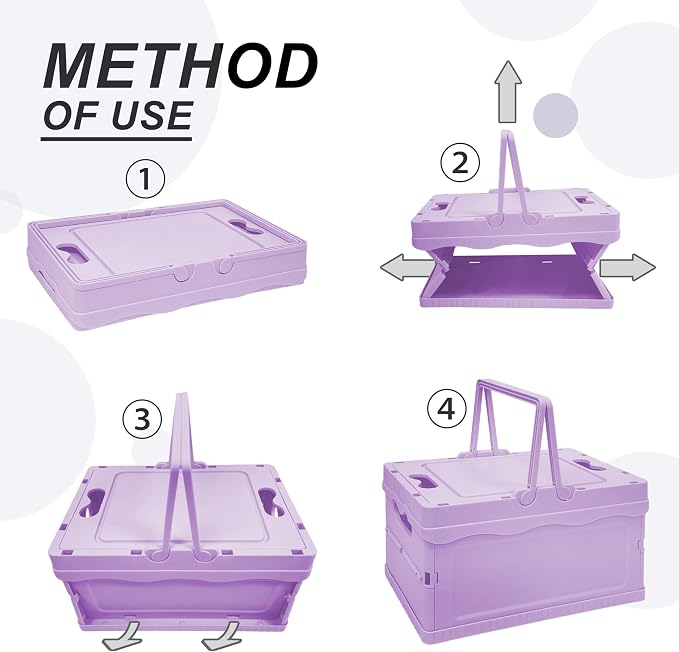 Tixill Small Collapsible Storage Crates, Foldable Plastic Baskets with Lids and Handles for Organizing, Mini Stackable Bins for Home Kitchen Bedroom Bathroom Office (12 * 8 * 7InPurple)