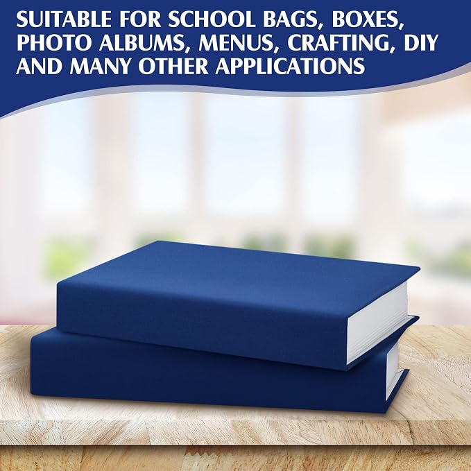 PerKoop Book Cloth for Book Binding 40 x 16 Inch Fabric Surface Paper Backed Bookcover Archival European Durable Strong Bookbinding Supplies Cover Books Album Scrapbooking (Dark Blue)