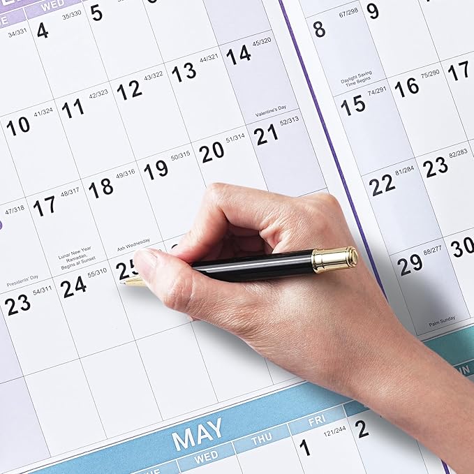 2026 Yearly Wall Calendar - 2026 Calendar, 2026 Wall Calendar 12month, Jan. 2026 to Dec. 2026, 34.2" x 22.8" (Open), Vertical, Thick Paper, Double-sides Round Stickers, Holidays & Julian Dates