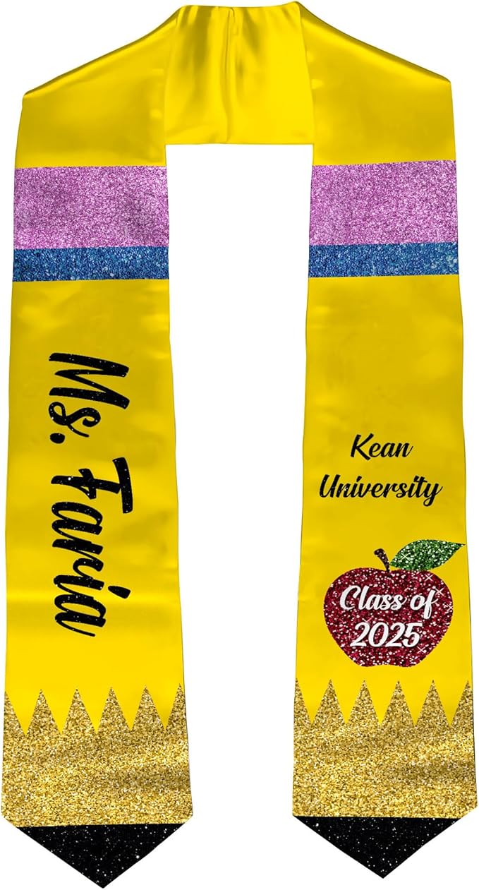MDPrints Global Customized Graduation Stole Class Of 2026, Personalized Pencil Stole for Teacher, Gift For Graduation