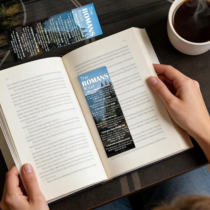 The Romans Road to Salvation Bookmarks - Cosmisun 100 Pcs Bible Religious Bookmark Gifts Scripture Page Markers Clips Book Mark Christian Prayer Gospel Tracks for Evangelism Church Office Supplies