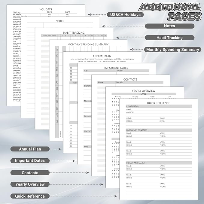 Academic Planner 2026-2027 (8.5" x 11") - Weekly & Monthly Planner (Jul. 2026 - Jun. 2027), Column View Calendar Organizers, Hardcover Agenda Book with Tabs for Office & School, Black