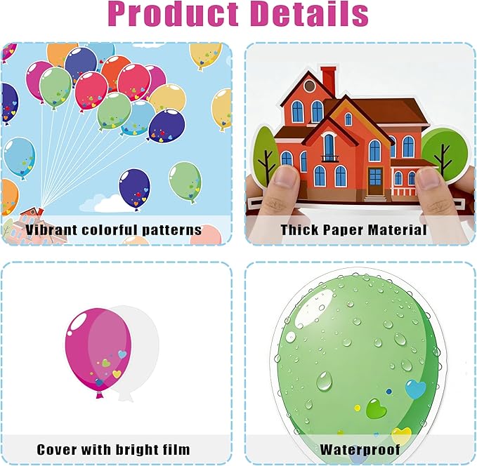 Colorful Balloons Bulletin Board Set – Adventure Balloons Mix Balloon Borders & Cutouts – Party Classroom Door Decor for Welcome Bulletin Boards, School Crafts & Home Wall Displays