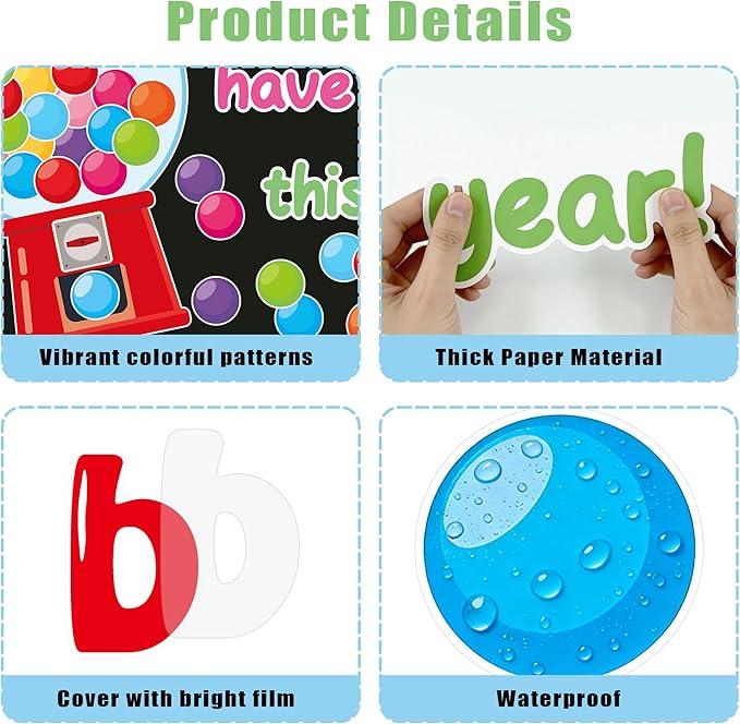Gumball Machine Bulletin Board Set Colorful Bubble Gumballs Bulletin Board Bubble Gumball Cutouts for Back to School Welcome Candy Theme Classroom Educational Learning Activities Decoration