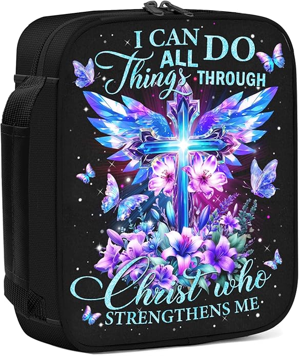 Bible Cover for Women, Bible Holder, Bible Cover With Handles, Bible Carrying Case, Bible Bags With Zipper and Pockets