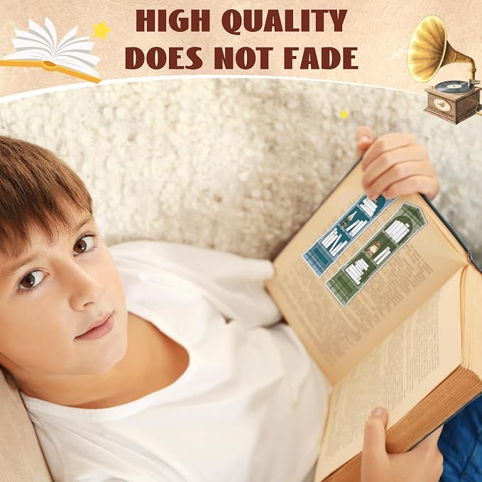 Kolldenn 150 Pcs Book Tracker Bookmarks Bulk 6.3 x 1.97 Inch Bookshelf Love to Read Bookmarks Paper Tracking Double Sided Reading Page Markers for Back to School Reading Lover(Vintage)