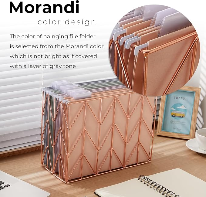 Y YOMA Letter Size - 12 Pack Colored Hanging File Folders Decorative Hanging Folder Cute Pretty File Folder for Filing Cabinet Office Home with 1/5-Cut Adjustable Tabs, Morandi Purple