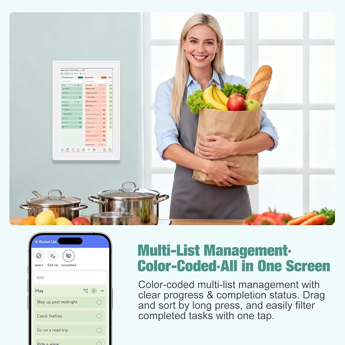 Digital Calendar with Touch Screen, Wall Mountable, Multi-Platform Calendar Sync to 10.1 Inch Smart Electronic Chore Planner, Gifts for Mom.
