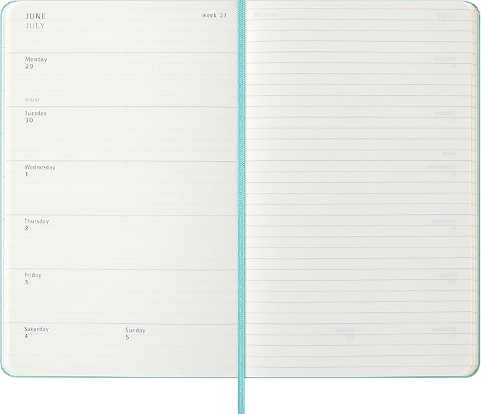 Moleskine Classic 18 Month 2025-2026 Weekly Planner, Hard Cover, Large (5" x 8.25"), Aquamarine, 208 pages