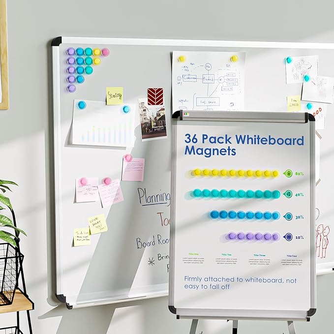 MaxGear Whiteboard Magnets, 36 Pack Round Strong Refrigerator Magnets with Storage Box, 3 cm Colored Strong Magnets, School Supplies for Classroom, Teachers, Office, Fridge and Home (5 Colors)