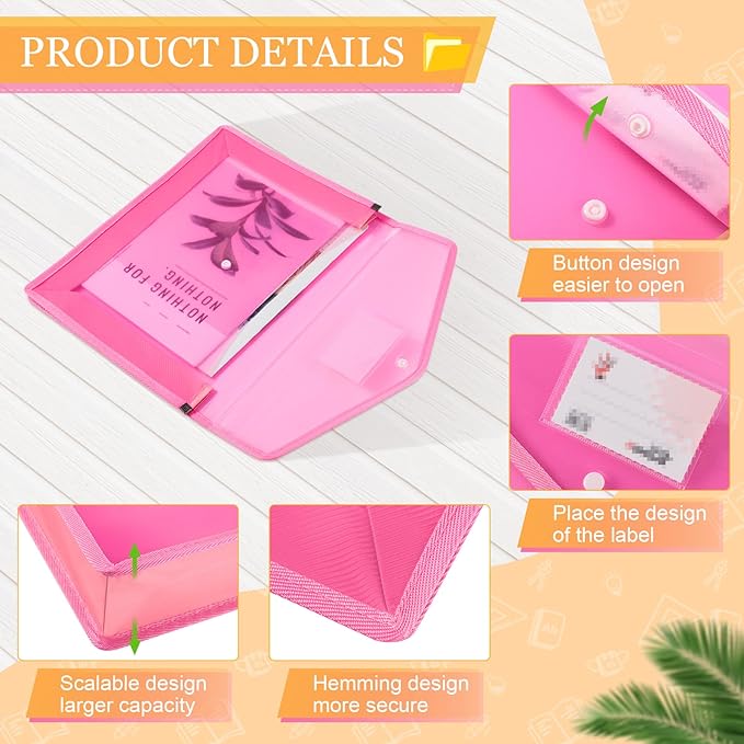 Epakh 14 Pack B4 Plastic Expanding File Folders Waterproof Transparent Expandable File Folder Wallet Document Organizer with Snap Button Closure for School Office Business (Mixed Color)