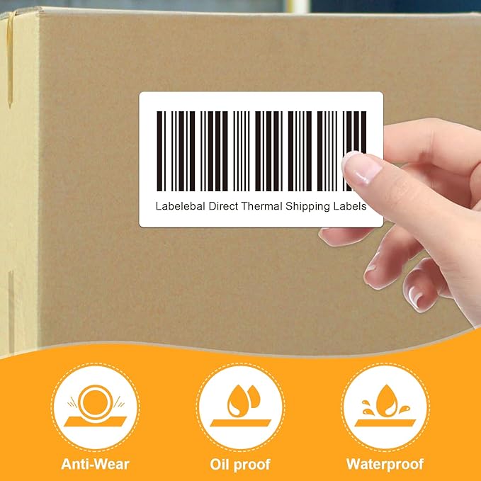 (12,000 Labels/12 Rolls) Labelebal 12 Rolls,1000/Roll -Zebra 2.25" X 1.25” Direct Thermal Labels - Perforated Stickers for Barcode Address, Compatible with Zebra & Rollo & MUNBYN Desktop Printer