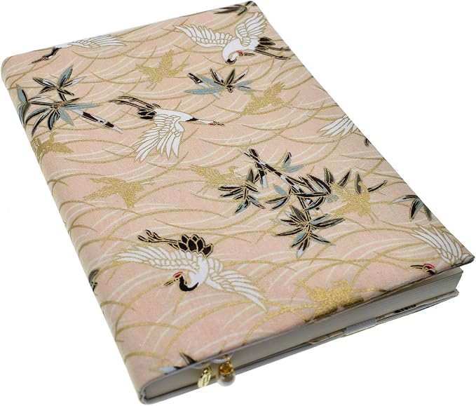 BLBMH 6x9 Bible Book Cover for Women, Non-Stretch Fabric Protector for Paperback, Soft Cloth Sleeve with Bookmark for Journals Notebooks | Privacy Reading Gift - Crane Beige