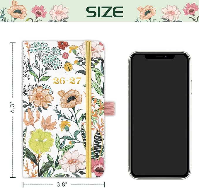 2026-2027 Pocket Planner/Calendar - July 2026 - June 2027, Pocket Calendar 2026-2027, Academic Planner, Weekly Monthly Planner, 6.3''×3.8'', Pen Loop, Pocket, 2 Book Marks, Elastic Closure, Note Pages