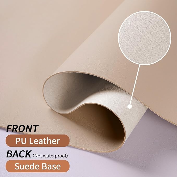 Bloss Leather Desk Pad and Keyboard Wrist Rest, Large Mouse Pad + Keyboard Pad+Mouse Wrist Support, Non-Slip Desk Mat Protector for Office, Home(27.6" x 13.8", Beige)