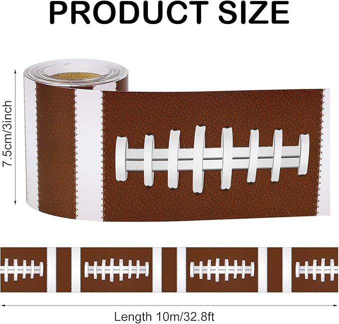 Whaline 32.8 Ft Rugby Bulletin Board Borders Football Patterned Die-Cut Trim Border Roll for Back to School Classroom Office Chalkboard Decoration