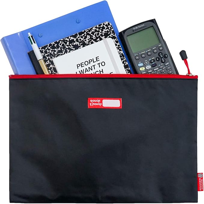 Rough Enough Important Document Storage Plastic File Folder Organizer Bag with Zipper 16 x 11 Inches Black Tarpaulin Water Repellent for Travel Office | 16 x 11 Inches, Organizer Holds 400+ A4/Legal Pages, YKK Zipper, Tarpaulin Water Repellent, Wipe Cl...