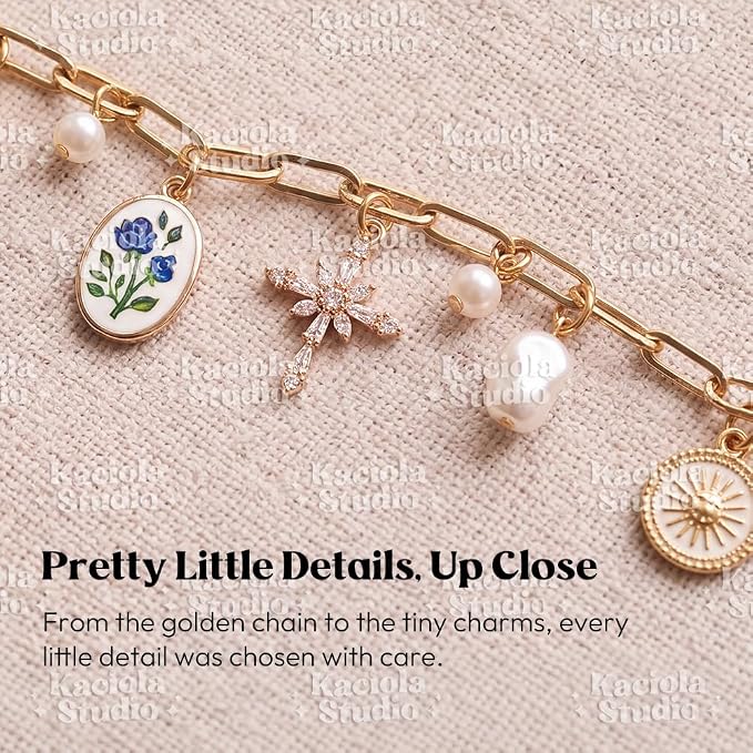 Kaciola Bible Charms Chain with 4PCS Planner Charms for Bible Study, Book Spine Bookmark, Journal Accessory, Unique Faith Jewelry Gift for Women (SJ-06)