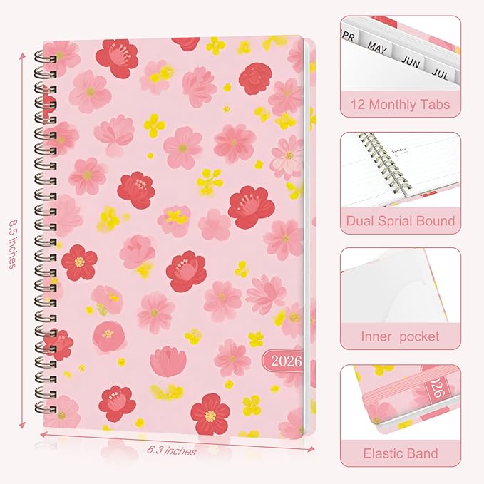 2026 Planner, Weekly and Monthly Calendar Planning Book, Jan 2026 - Dec 2026, Academic Agenda Planner for School Supplies and Office Desk Accessories - A5 (6.3" x 8.5")