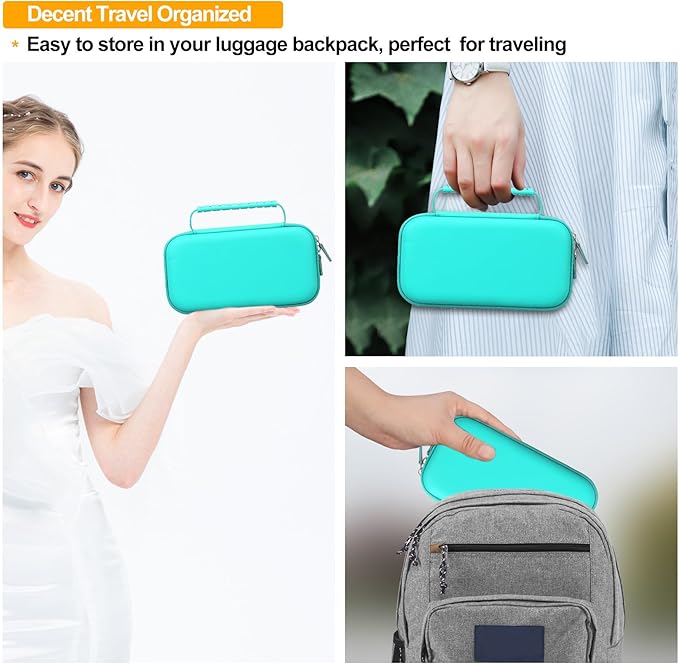 Elonbo Carrying Case for NIIMBOT B1 Label Maker Machine, Portable Mini Wireless Bluetooth Label Printer Travel Bag, Small Handheld Labeler Storage Holder, Mesh Pocket Fits Label Paper, Green
