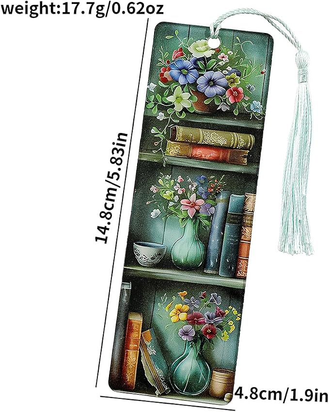 Colorful Art Flower Bookshelf Bookmark - Romantic Artsy Vibe Bookmarks, Perfect Reading Gift for Book Lovers, Bookworms and Friends (2pcs/Set A)