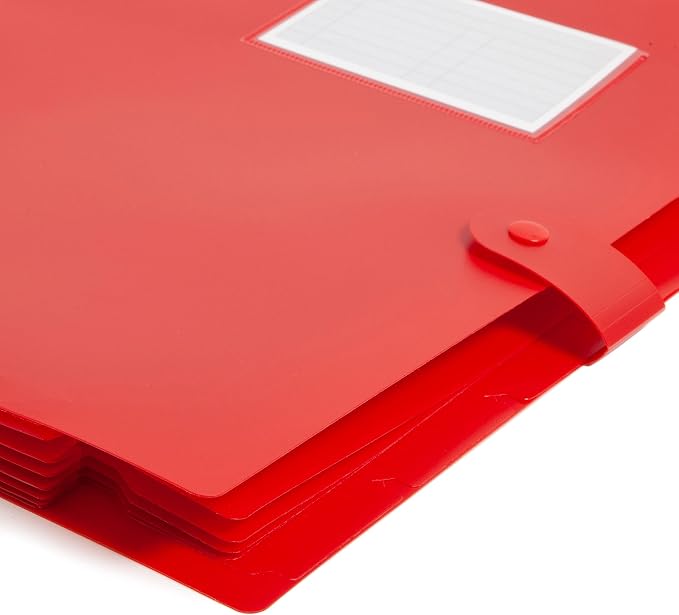 Smead Poly Expanding File, 5 Pockets, Snap Cord Closure, Letter Size, Assorted Colors, 6 per Pack (89601)