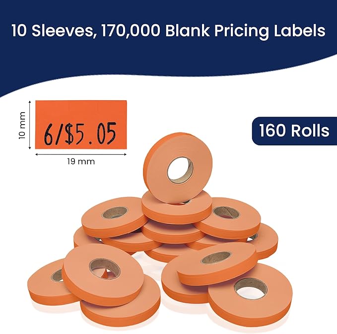 Perco Fluo. Red Pricing Labels for Monarch 1110 – 10 Sleeves Value Pack, 170,000 Pricemarking Labels