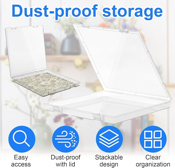 6 Pack 12x12 Scrapbook Paper Storage, Stackable Paper Storage Containers Plastic File Storage Organizer for Paper File, Photo, Art Craft Supply, Office Supply organization, Inner Size 12.2x12.2x0.85in