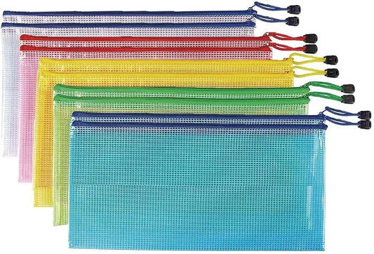 10 Pcs Mesh Zipper Pouch Document Bag, A6 Zip File Folders, Waterproof Plastic Documents Organizer Bags, for School Office Supplies Puzzles & Games Organizing Travel Storage(9.2 x 4.2 Inches 5 Colors)