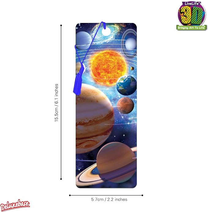 3D LiveLife Bookmark - You are Here from Deluxebase. Cute Lenticular Planet Page Marker. Space Themed Accessories for Book Lovers. Small Gifts for Men, Women, Writers and Teachers.