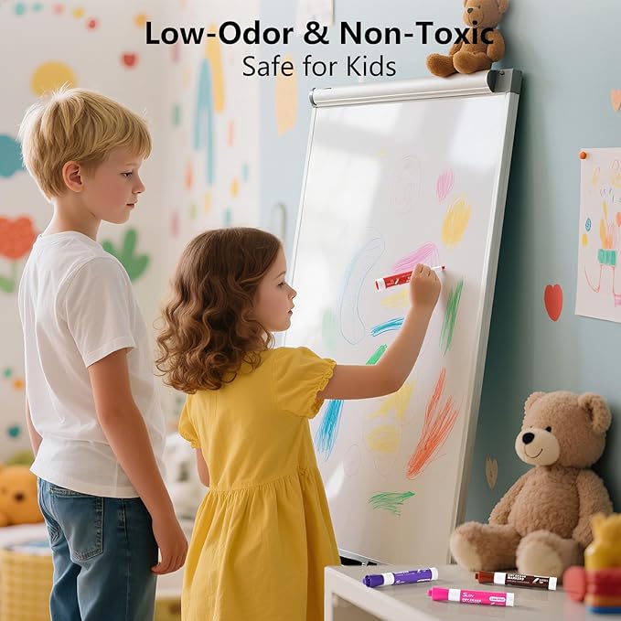SUIN Dry Erase Markers, Chisel Tip Whiteboard Markers for Classroom and Office, Broad & Fine Lines, Wipe Clean & Ghost-Free, Works on Glass and Laminated Sleeves, Assorted 12 Colors, 36 Count