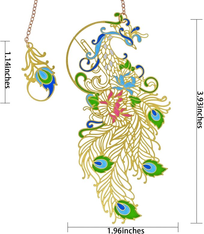 BLBMH Metal Peacock Bookmarks for Women | Cute Bookmark with Greeting Card & Gift Box | Unique Gift for Book Lovers Mom Teacher Readers | Birthday Christmas - Peacock