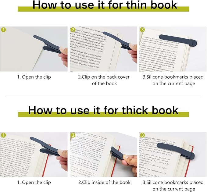 SMUK 3pcs Automatic Bookmarks for Women, Cute Silicone Bookmarks for Book Lovers Reading Women Men Teens Teachers, Book Mark Book Page Keeper Reading Gifts for Reading Lovers