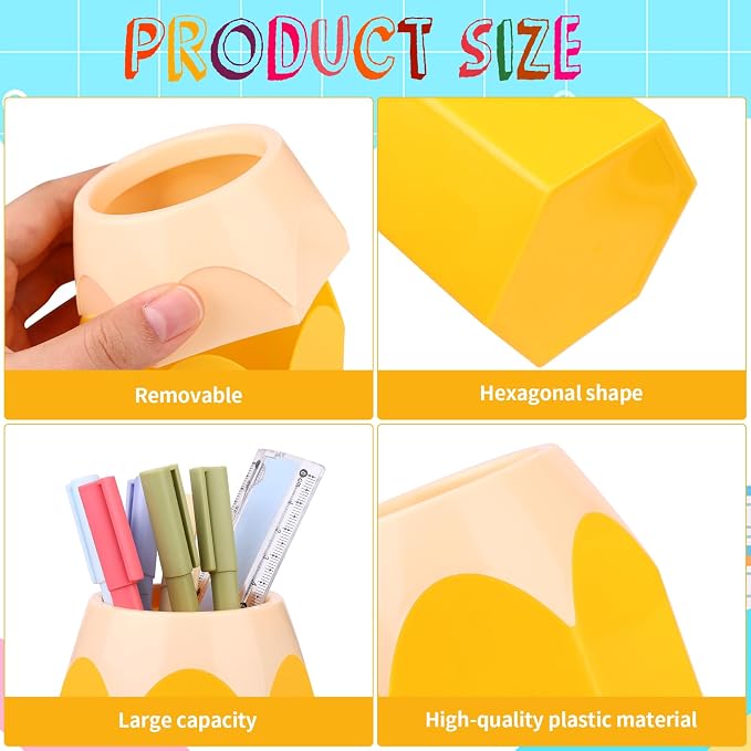 12 Pcs Pencil Shaped Pen Holders Pencil Storage Organizer Cute Plastic Pencil Holder for Desk Desktop Pen Cup Colorful Vase Pencil Pot Makeup Brush Container Cartoon Stationery Rack for Office