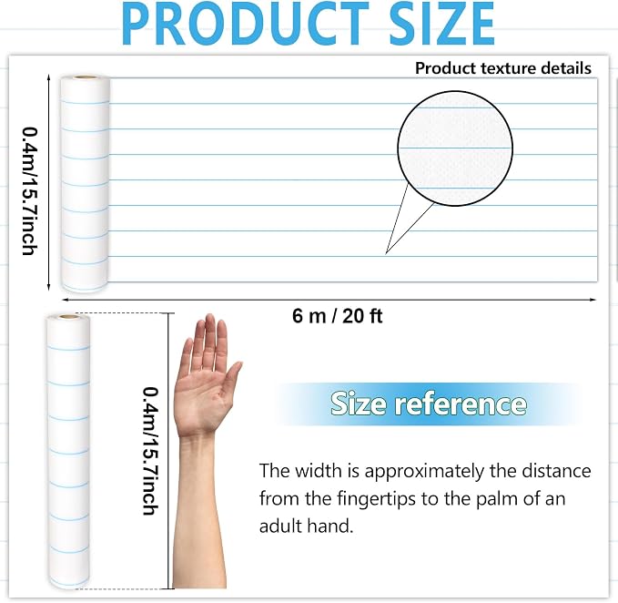Lined Bulletin Board Roll Reusable Waterproof Erasable Blue Lined Non-Woven Fabric Bulletin Board Roll Wrinkle Resistant Background Poster for Home Classroom Decor Wrapping DIY Crafts 15.7" x 20ft