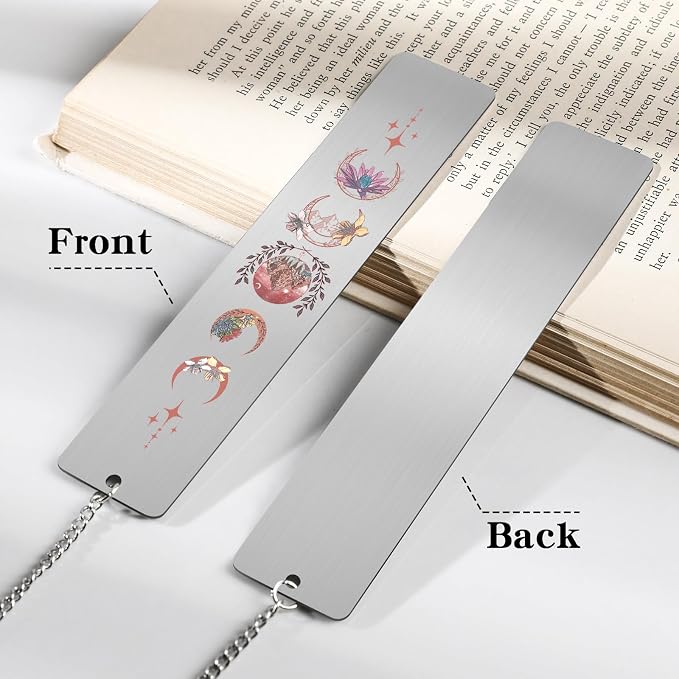 Fantasy Acotar Metal Bookmark - Charm Book Marks for Reading Women Gifts Pink Moon Mountains Aesthetic Page Markers for Kids Book Lovers Bookish Student Teacher School Birthday Accessories