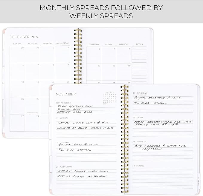 Beautiful 2026 Planner - 7" x 10" Daily Planner for Women or Men with Weekly & Monthly Spreads for Easy Planning - Perfect Calendar Book To Organize All Tasks and Boost Productivity