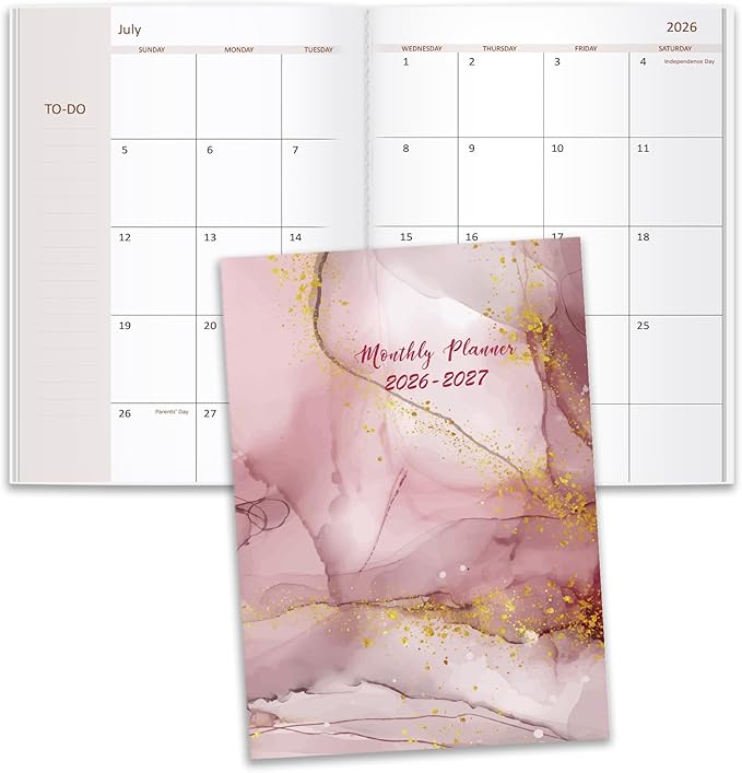 2026-2027 Monthly Planner - 18 Months Calendar from July 2026 - December 2027, Monthly Planner 2026-2027 Easy to Organize Your Daily Life, 5.8" x 8.3", Pink