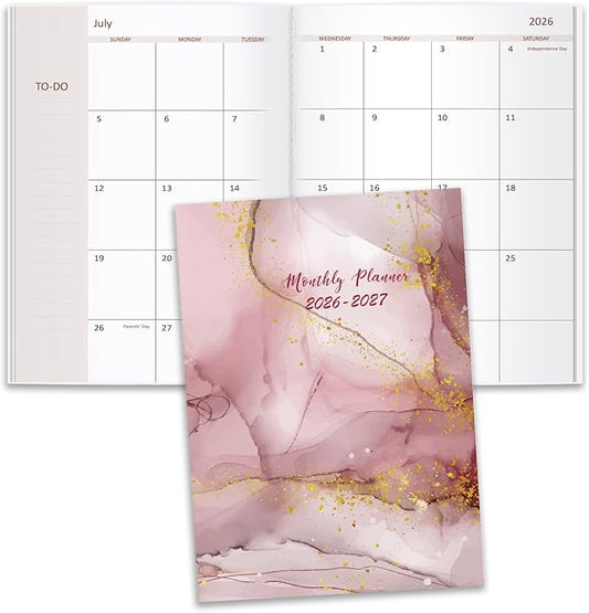 2026-2027 Monthly Planner - 18 Months Calendar from July 2026 - December 2027, Monthly Planner 2026-2027 Easy to Organize Your Daily Life, 5.8" x 8.3", Pink