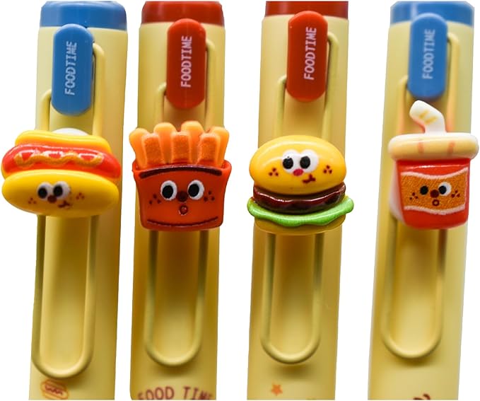 8 PCS Novelty Foodie Pen Fun Erasable Gel Pens Hamburger Pen Fries Pens Soda Design Stationery Cute Writing Tools With Black Ink for School Office Journaling Christmas Birthday Party
