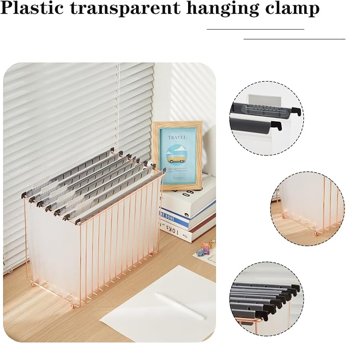 20 Piece Transparent Hanging Folder, Letter Size, with 1/5 Cut Adjustable Label, polyethylene Hanging File Folder 9.5x11 inch, Suitable for Office, Home, School