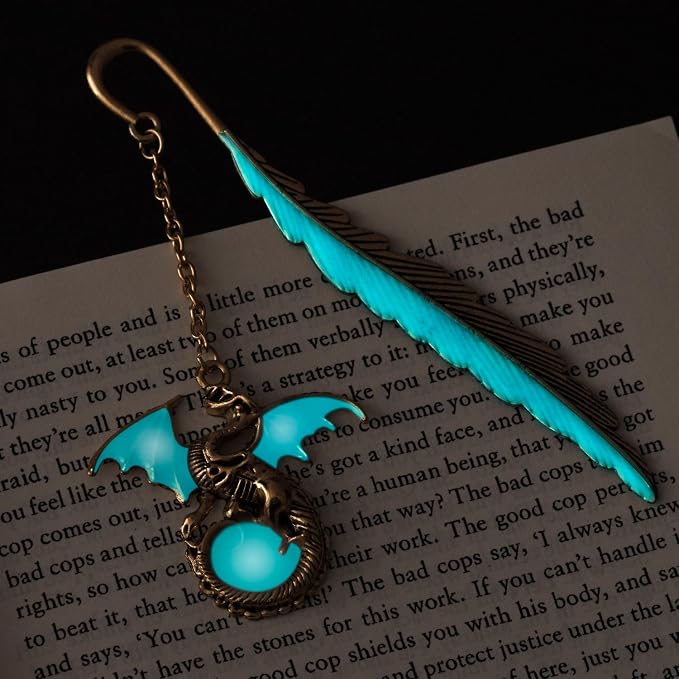 Fantasy Fourth Wing Metal Bookmark Glow in The Dark, Cool Dragon Bookmark Gifts for Women Men Book Lovers Readers (Gold Dragon)