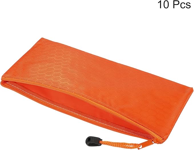 PATIKIL Waterproof Zipper File Bags, 10 Pack A6 Size Document Pocket Storage Organizer Pouch for Travel Office Supply, Orange