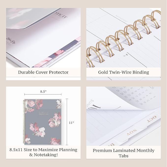 Blue Sky Life Note It 2026 Weekly and Monthly Planner Notes, January 2026 - December 2026, 8.5" x 11", Flexible Cover, Durable Twin Wire Binding, Storage Pocket, 50 Perforated Notes Sheets, Leah