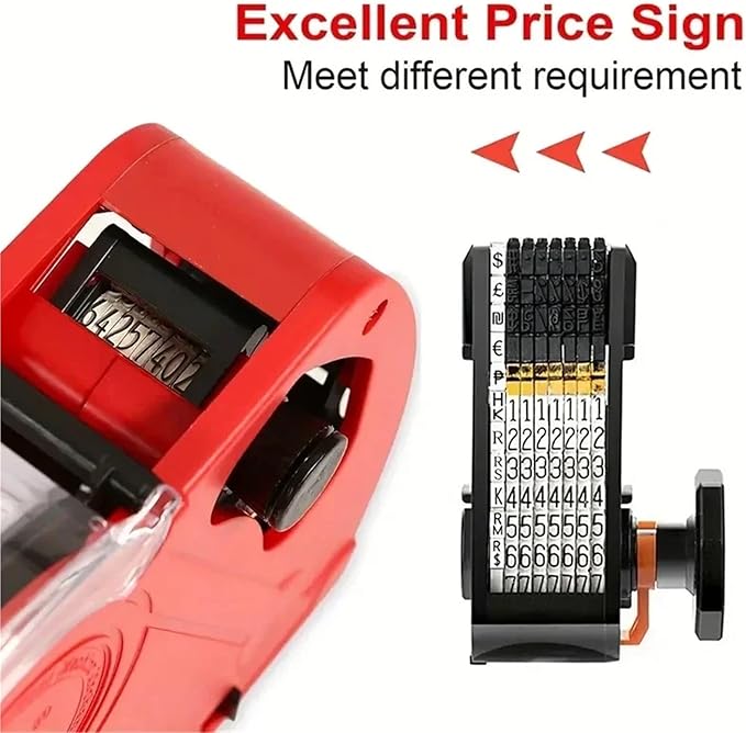 8 Digits Digital Tag Machine Handheld Label Machine + 1 Lines Labels +1 Ink 5500 Tag Marker Machine Labeler Labeller Sticker(5)