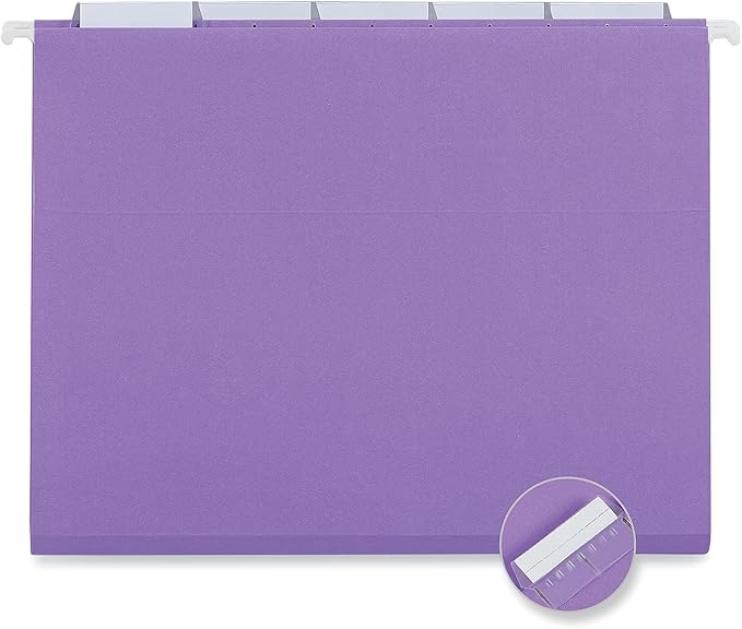 Universal Deluxe Bright Color Hanging File Folders, Letter Size, 1/5-Cut Tabs, Violet, 25/Box