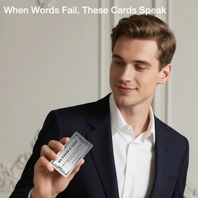 15 Pcs Double-Sided Autism Communication Cards, PVC Wallet-Size Communication Aid for Social Situations, Plastic Cards Set for Friends & Family