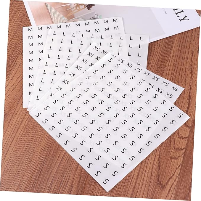 1000pc Clothing Labels Stickers Round White Bottom Stickers Xs s for Clothes Shoes and Hats Easy to Use and Identify for Merchants and Manufacturers